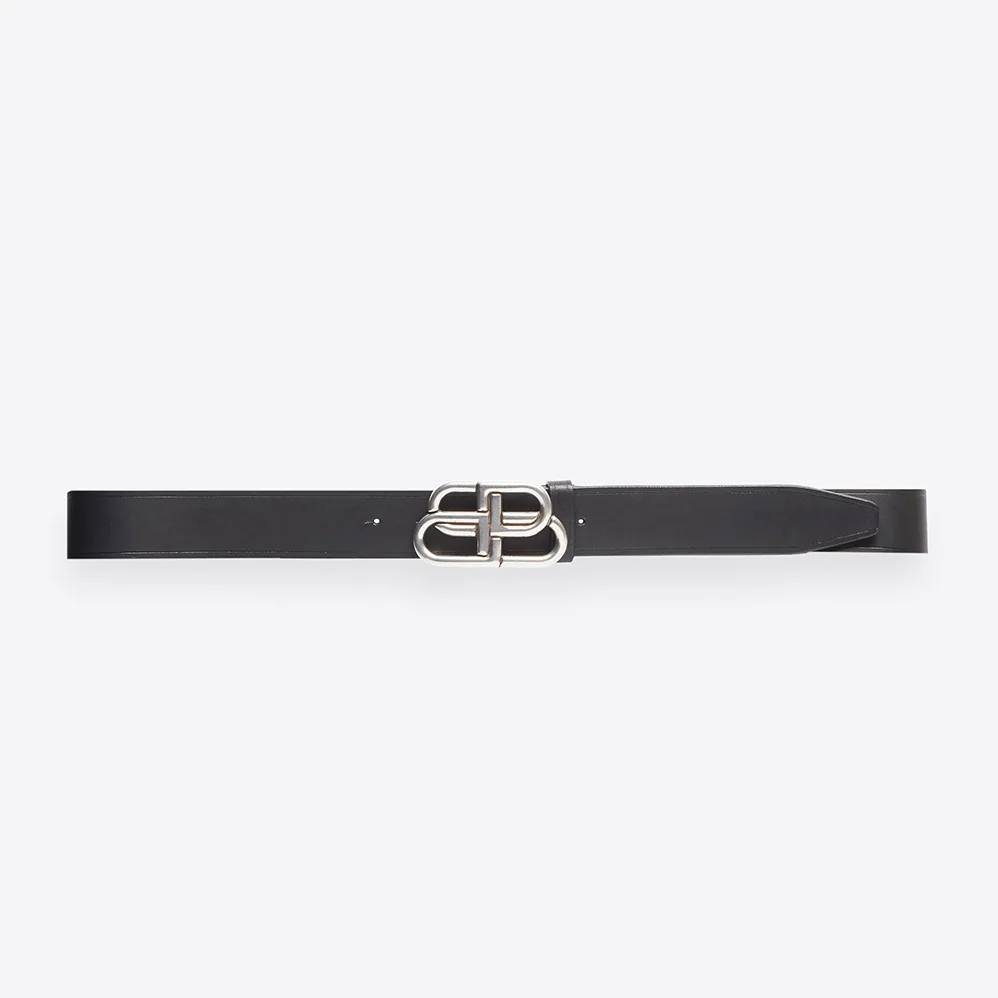Balenciaga BB Large Belt in Black Vegetable Leather for Women
