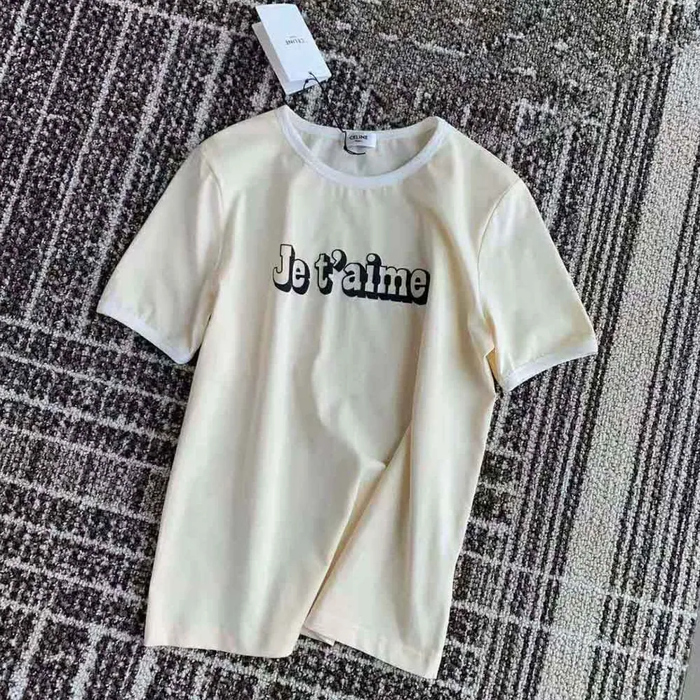 Celine Je T aime Cotton Jersey T-shirt for Women in Yellow