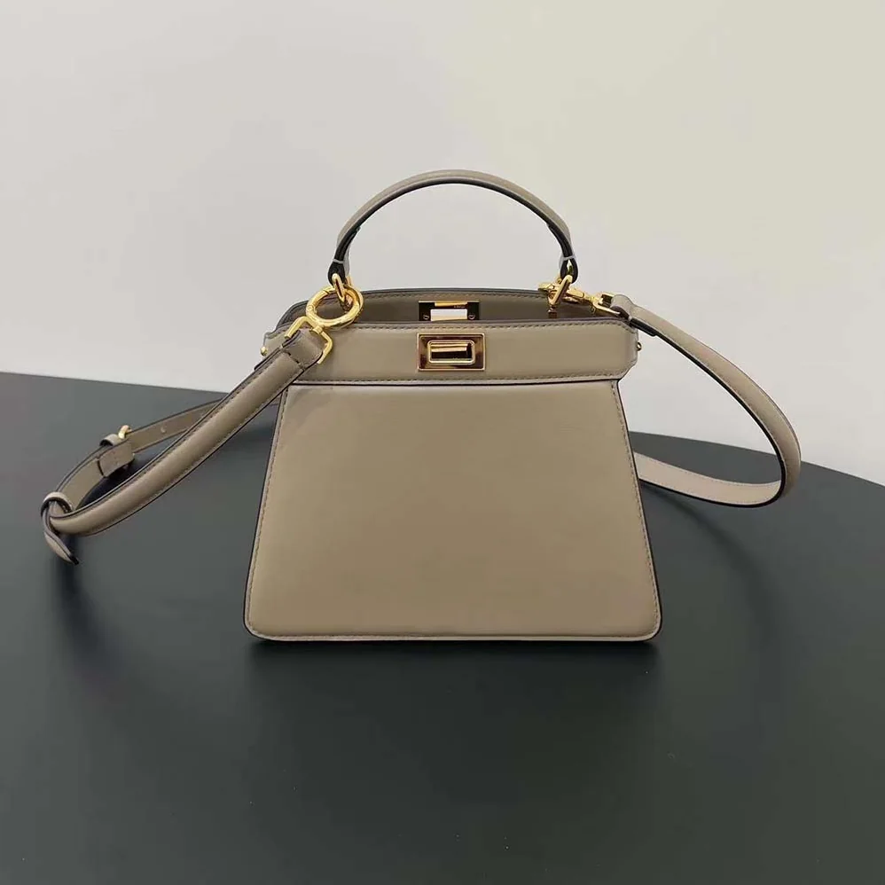 Fendi Peekaboo ISeeU Petite Light Gray Padded Nappa Leather Bag for Women