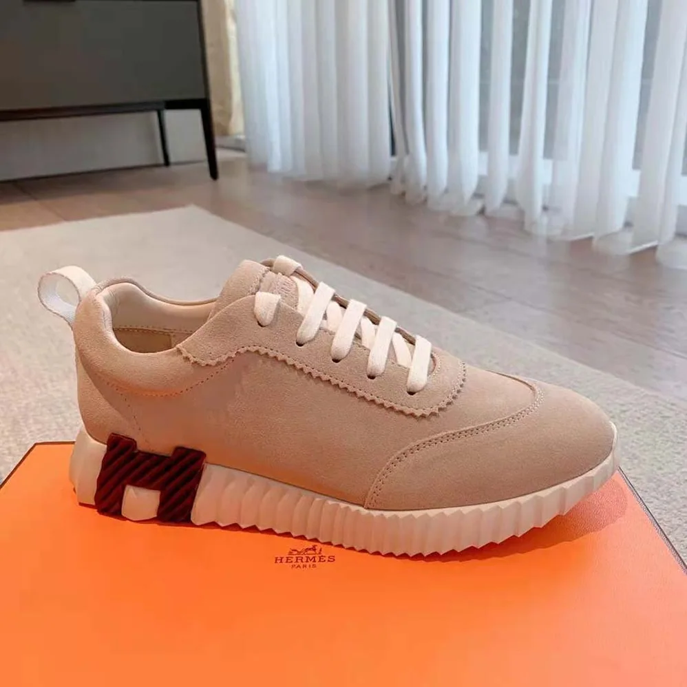 Hermes Bouncing Sneaker in Suede Goatskin for Women in Sandy