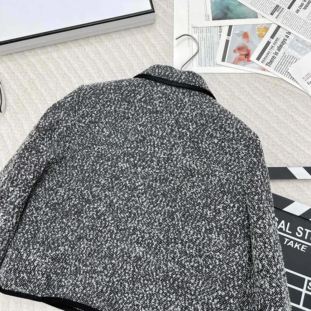 Dior Jacket Black Wool for Women in Blend Heathered Textured Knit