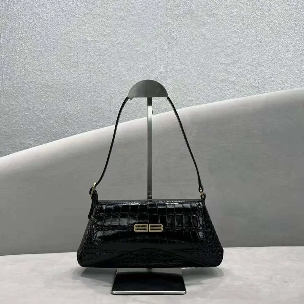 Balenciaga XX Small Flap Bag Crocodile Embossed in Black for Women Balenciaga XX Small Flap Bag Crocodile Embossed in Black for Women