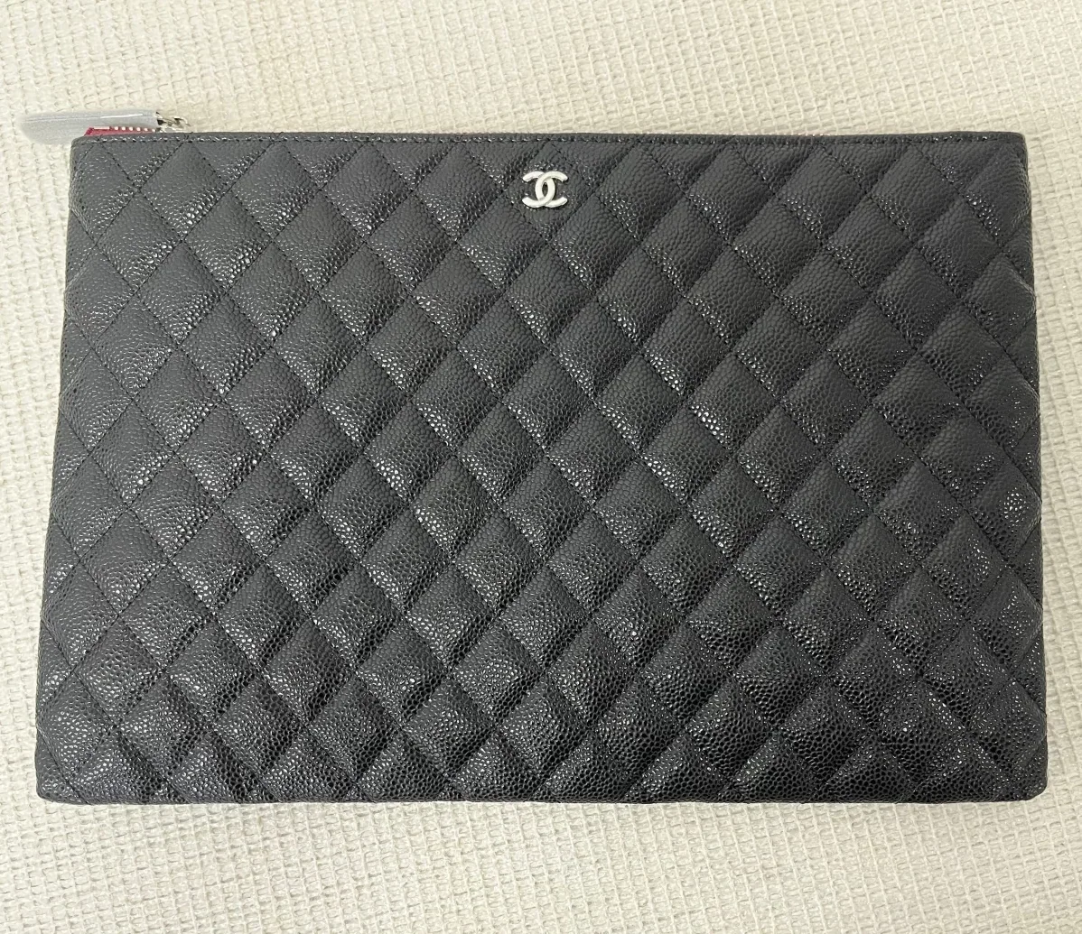 Chanel CO-CO Classic Pouch in Silver Toned Hardware Black Chanel CO-CO Classic Pouch in Silver Toned Hardware Black