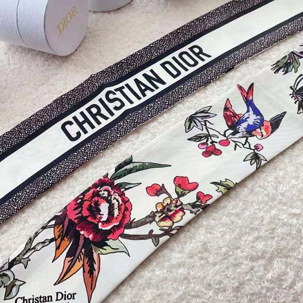 Dior Jardin Botanique Mitzah Scarf White Multicolor Silk Twill for Women