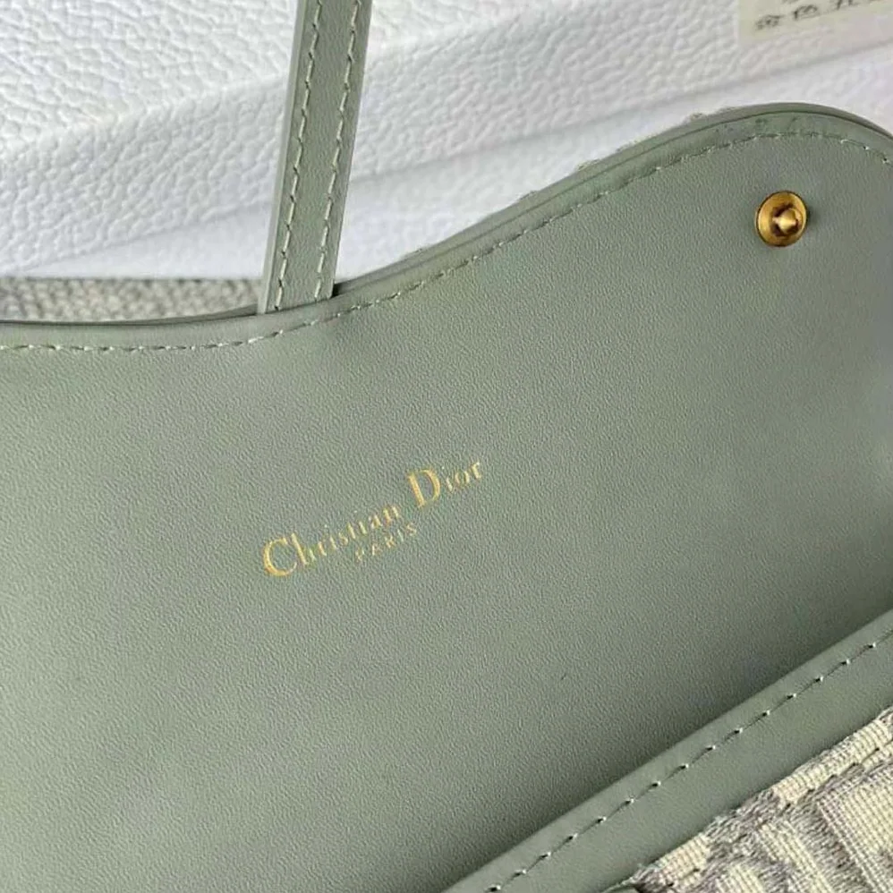 Dior Long Saddle Wallet with Chain Gray Dior Oblique Jacquard for Women