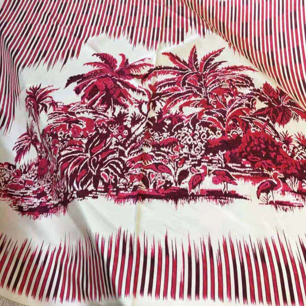 Dior Palms Square Scarf Burgundy Silk Twill for Women