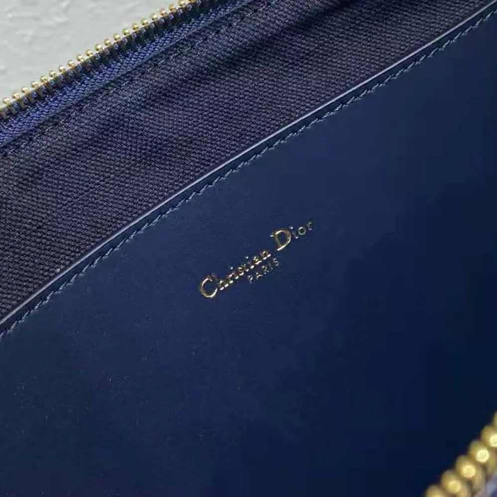 Dior Large Dior Caro Ddaily Pouch Natural and Denim Blue Marinière Raffia for Women