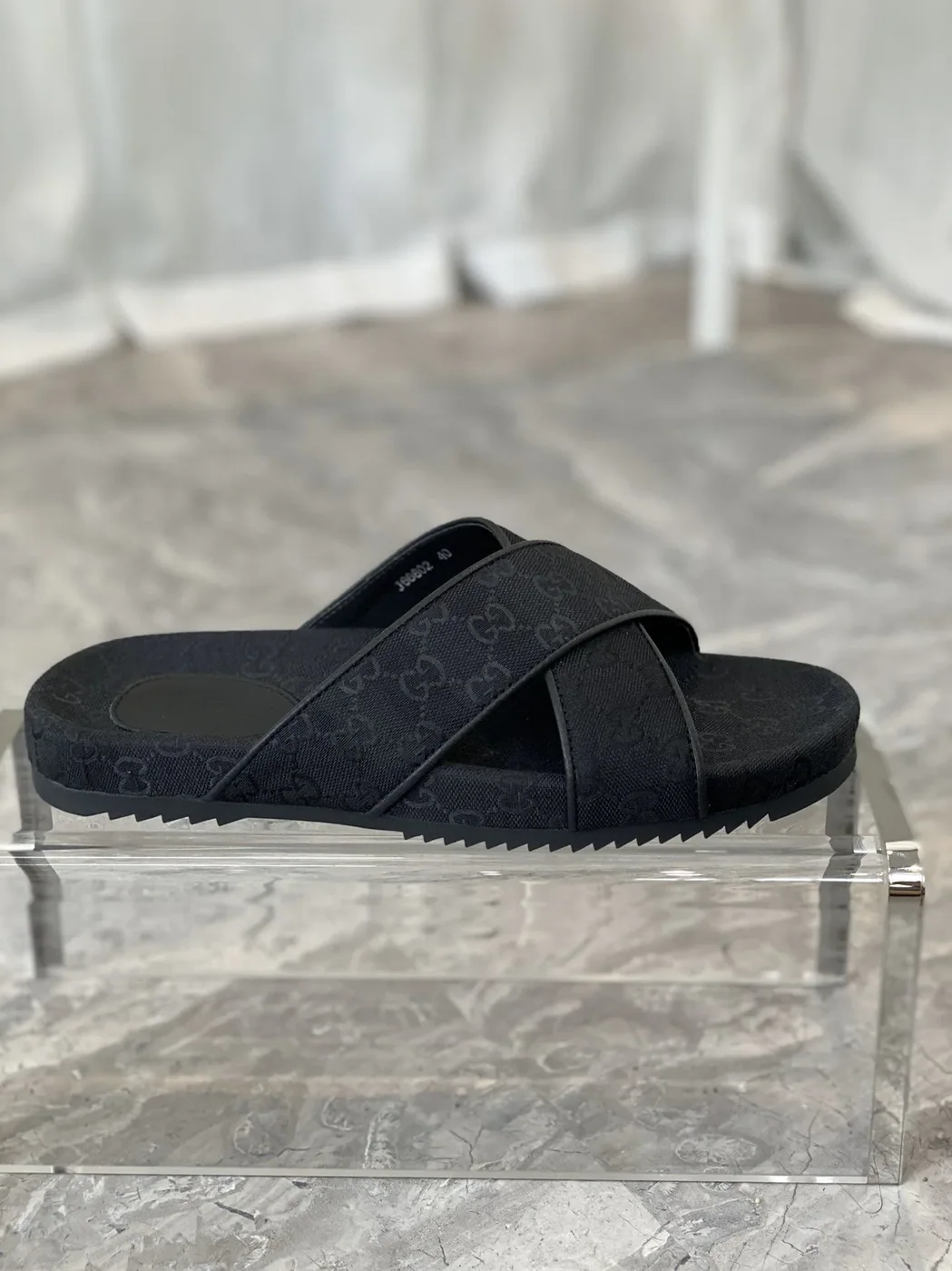 Gucci GG Crisscross Slide Sandals Black for Men