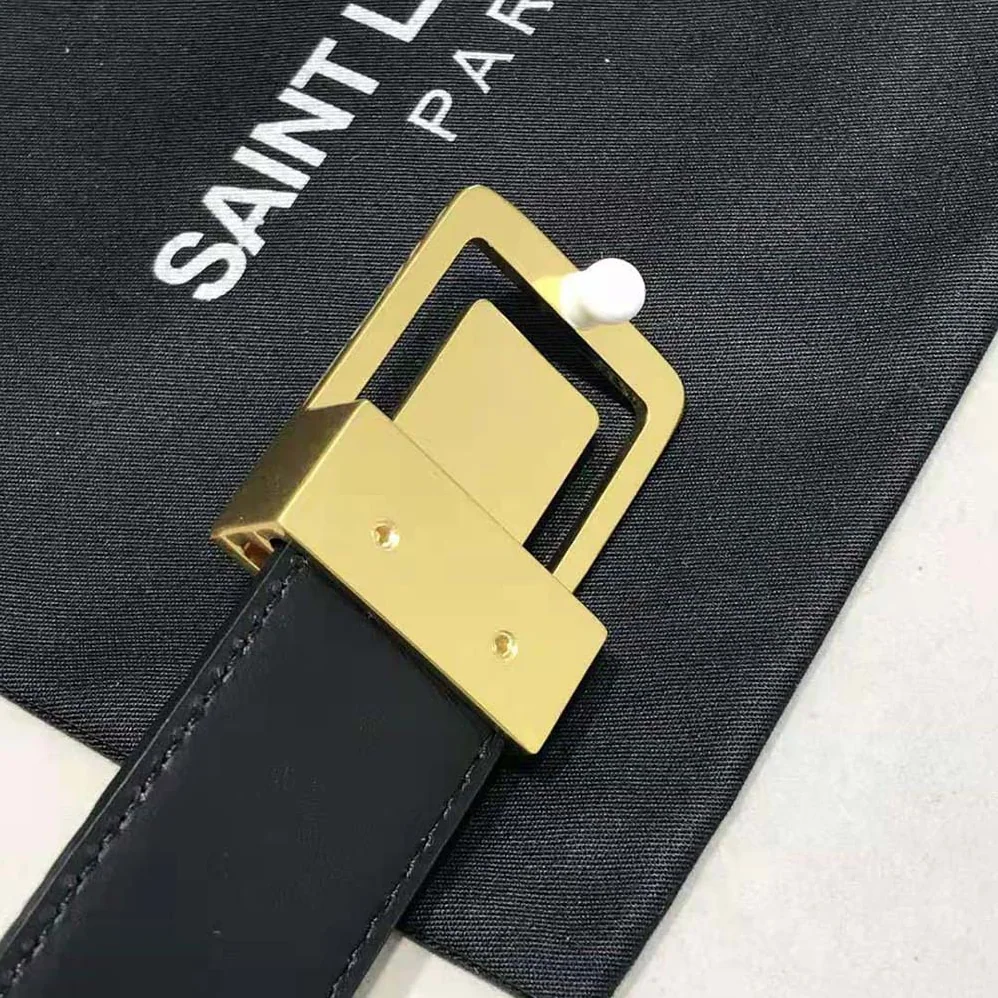 Saint Laurent YSL La 66 Buckle Belt in Crocodile-embossed Leather for Women in Black Saint Laurent YSL La 66 Buckle Belt in Crocodile-embossed Leather for Women in Black