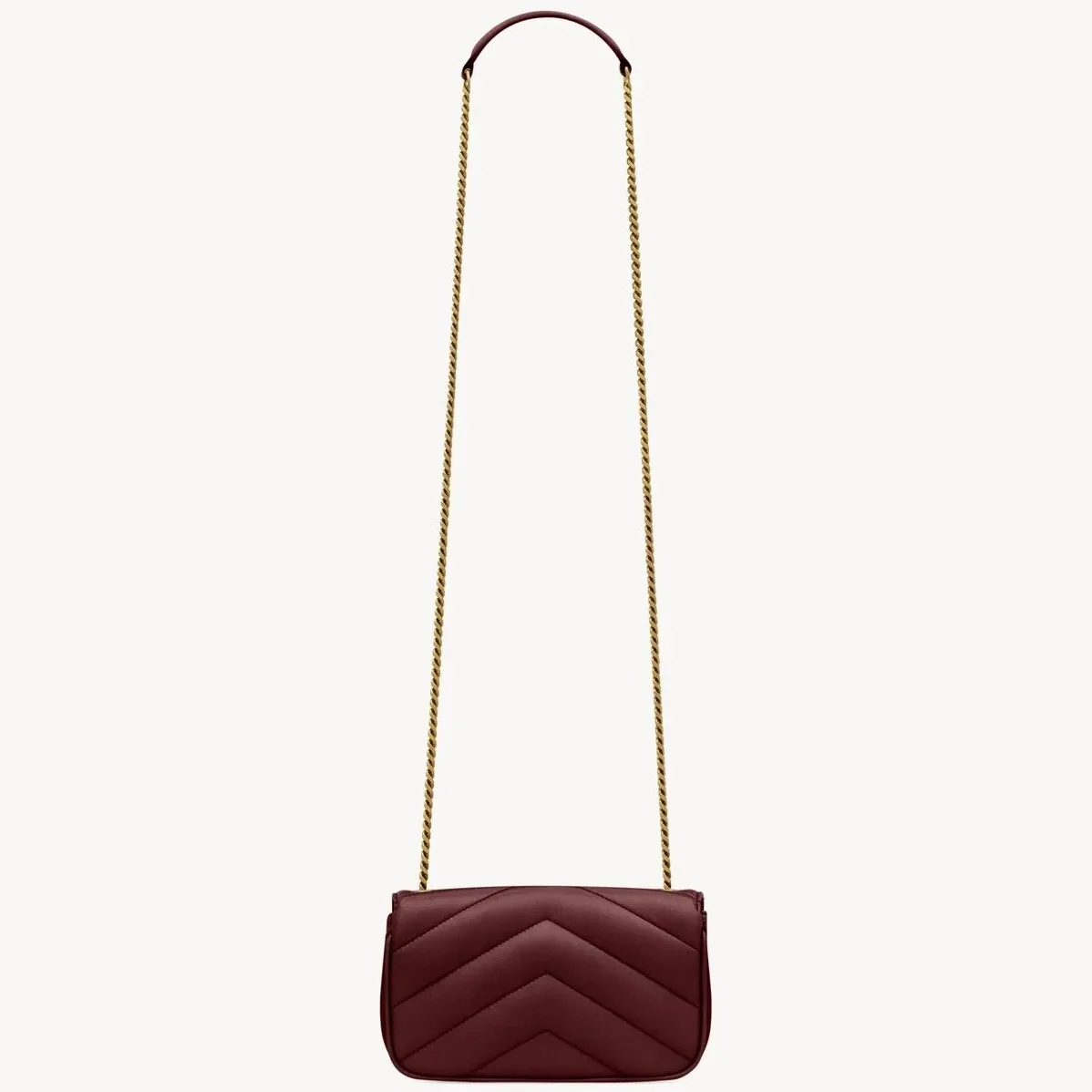 Saint Laurent Loulou Mini Shoulder Bag in Rouge Cabernet Gold Hardware