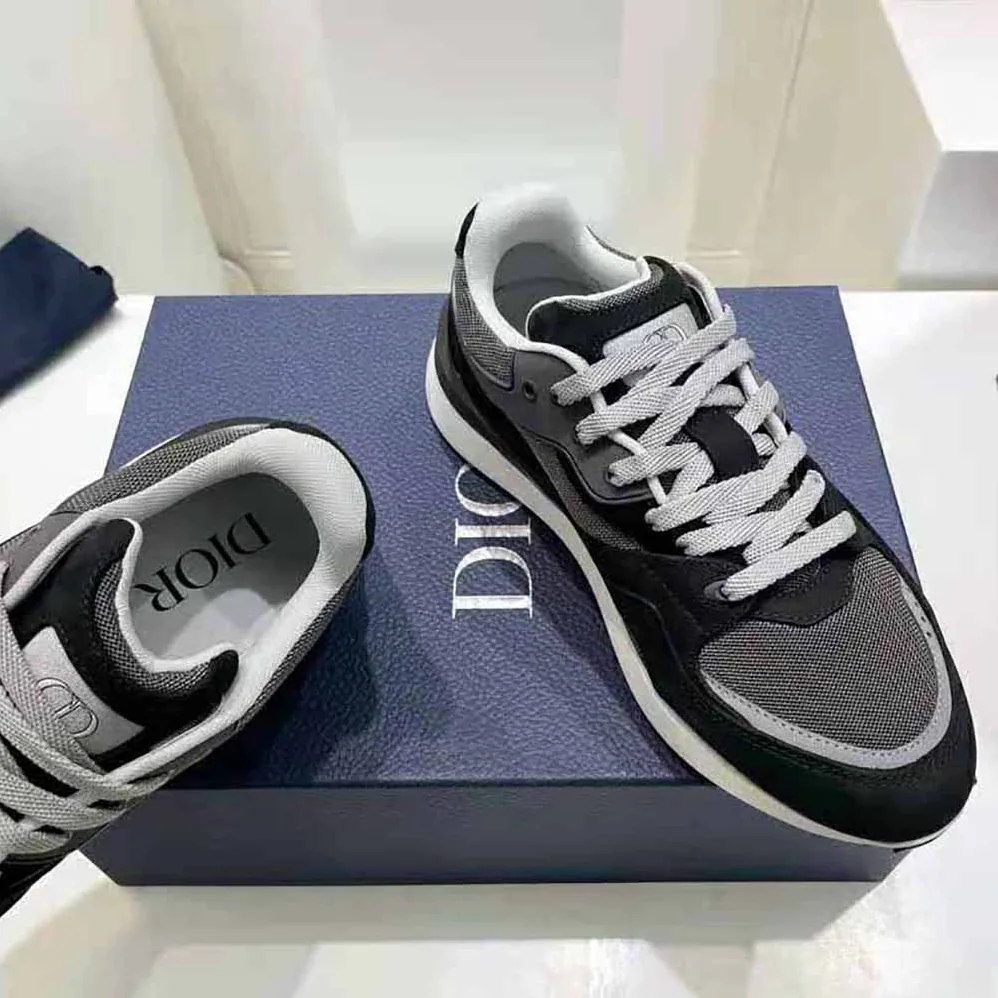 Dior B29 Sneaker Gray Technical Mesh Black Suede and Smooth Calfskin for Men Dior B29 Sneaker Gray Technical Mesh Black Suede and Smooth Calfskin for Men