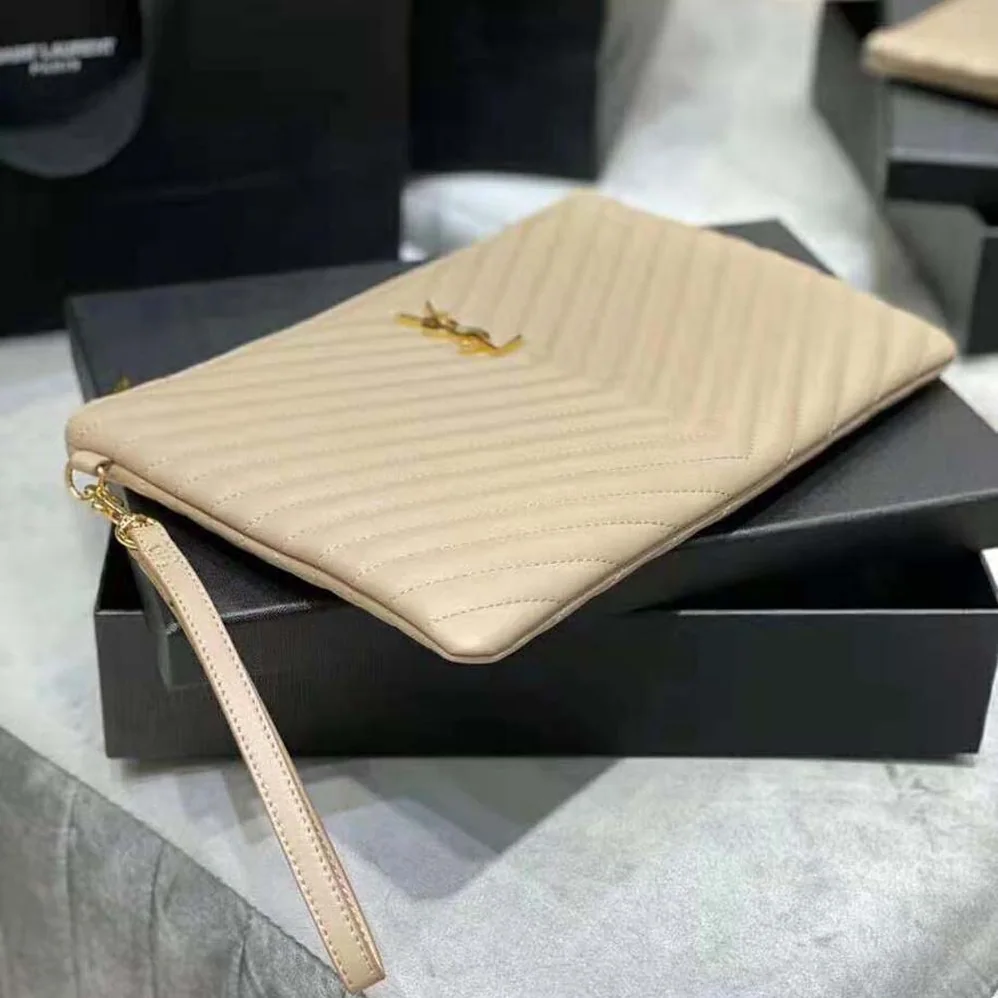 Saint Laurent YSL Monogram Tablet Pouch in Quilted Leather for Women Saint Laurent YSL Monogram Tablet Pouch in Quilted Leather for Women