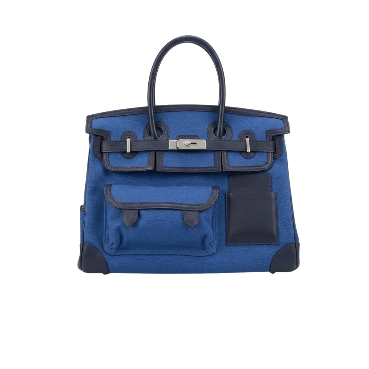 Hermes Birkin Cargo 35 Top Handle Bag in Blue Silver Hardware Hermes Birkin Cargo 35 Top Handle Bag in Blue Silver Hardware