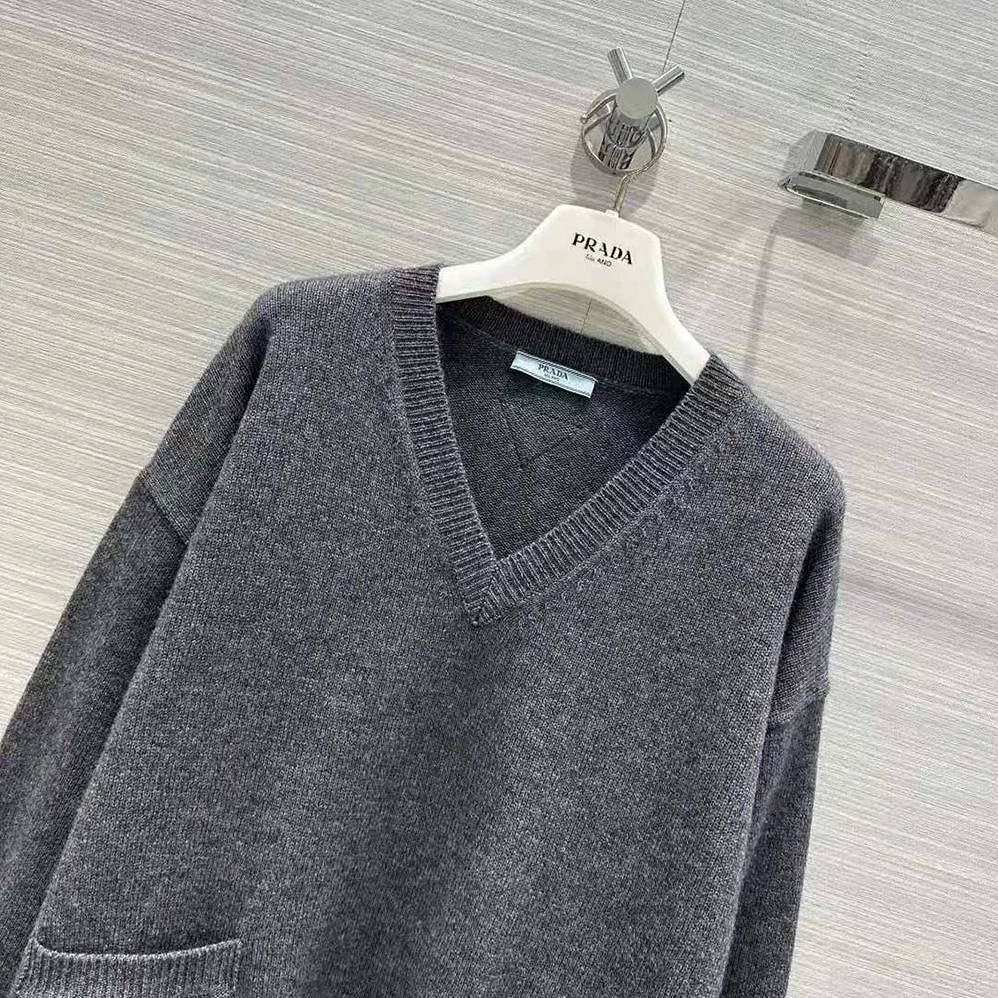 Prada Wool and Cashmere Sweater for Women in Silver Prada Wool and Cashmere Sweater for Women in Silver