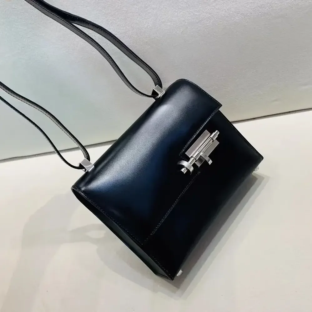 Hermes Verrou Bag in Box Leather for Women in Black/Silver