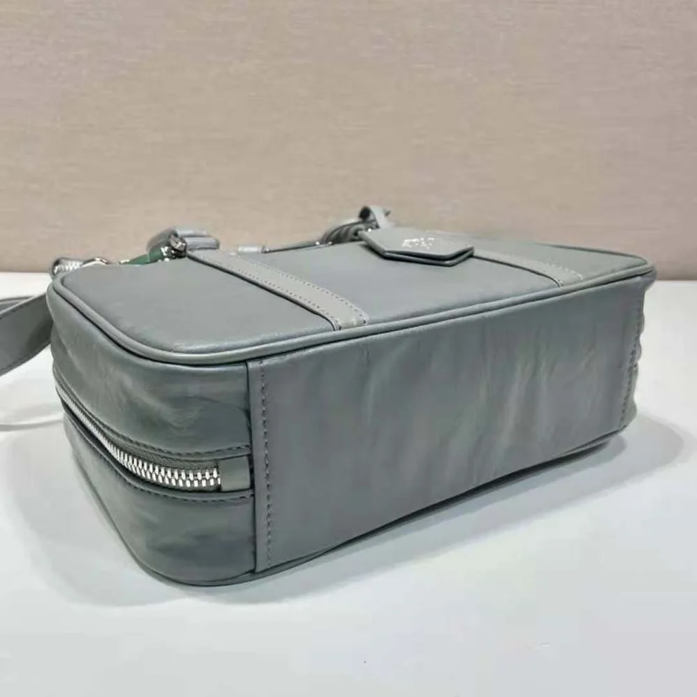 Prada Medium Antique Nappa Leather Top Handle Bag for Women in Gray Prada Medium Antique Nappa Leather Top Handle Bag for Women in Gray