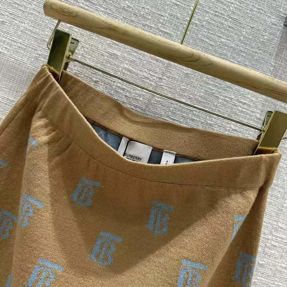 Burberry Monogram Wool Silk Blend Jacquard Mini Skirt for Women