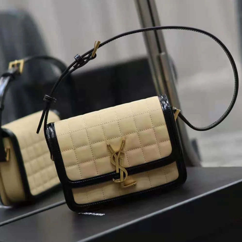 Saint Laurent YSL Solferino Small in Quilted Nubuck Suede for Women in Beige Saint Laurent YSL Solferino Small in Quilted Nubuck Suede for Women in Beige