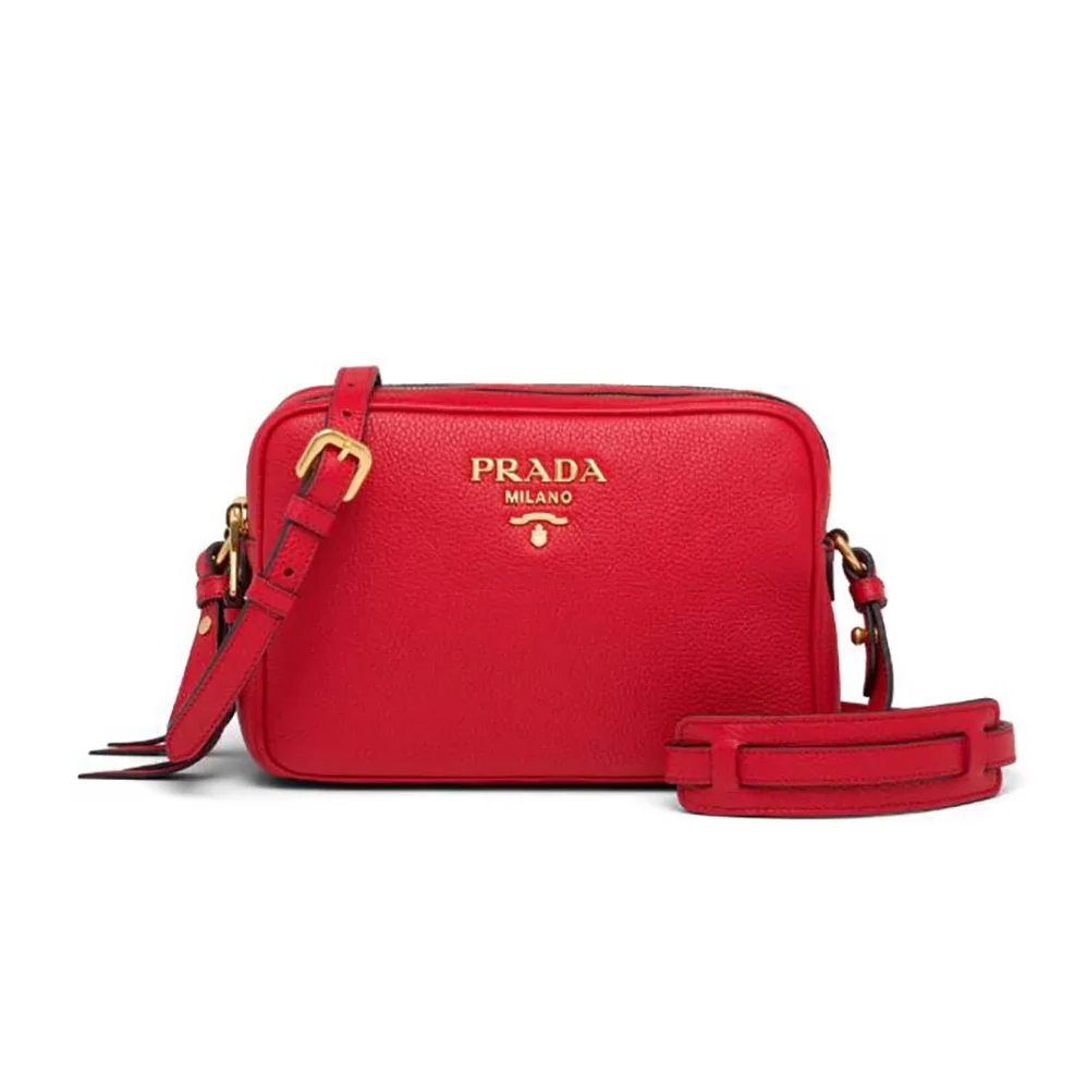 Prada Calf Leather Shoulder Bag for Women in Red