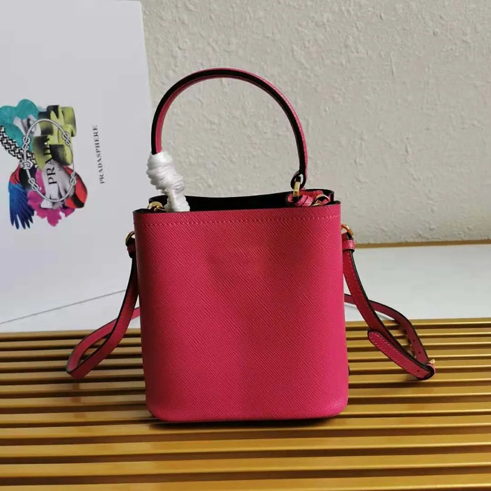 Prada Small Saffiano Leather Prada Panier Bag for Women in Rose Prada Small Saffiano Leather Prada Panier Bag for Women in Rose
