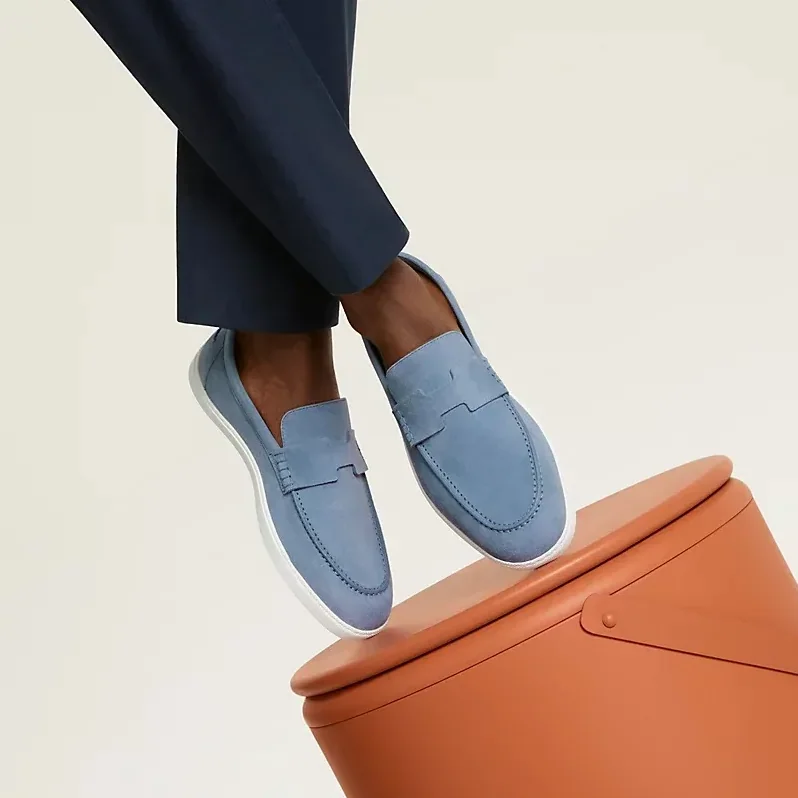 Hermes Job Loafers Bleu Grignon Hermes Job Loafers Bleu Grignon