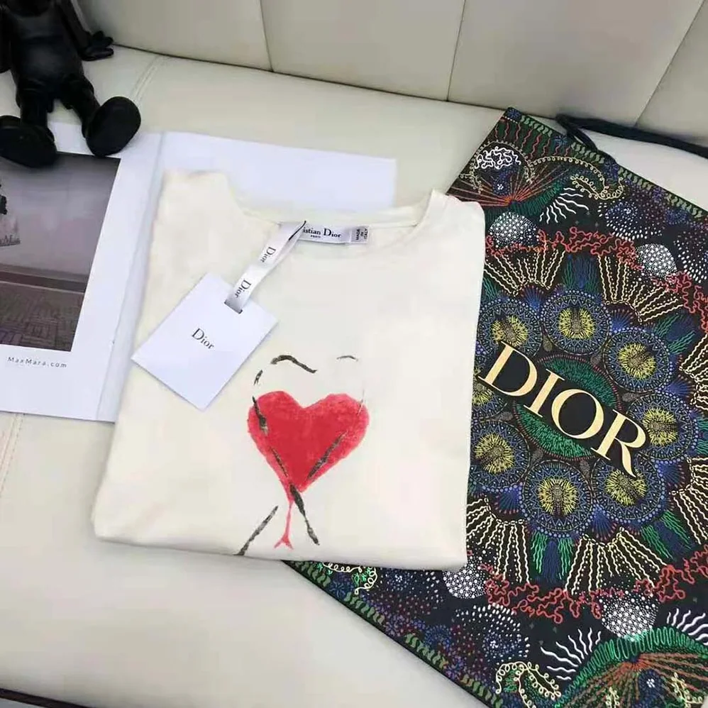 Dior Love Moves T-shirt Ecru Cotton Jersey and Linen for Women Dior Love Moves T-shirt Ecru Cotton Jersey and Linen for Women