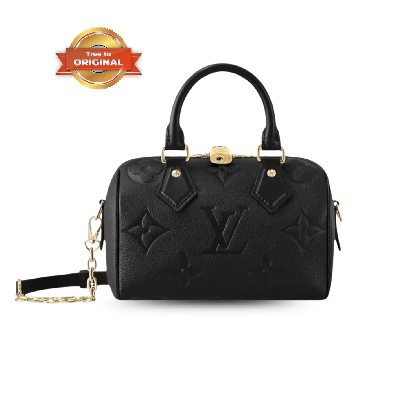 Louis Vuitton Speedy Bandouliere 20 Top Handle Bag / Black Monogram Empreinte Gold Hardware