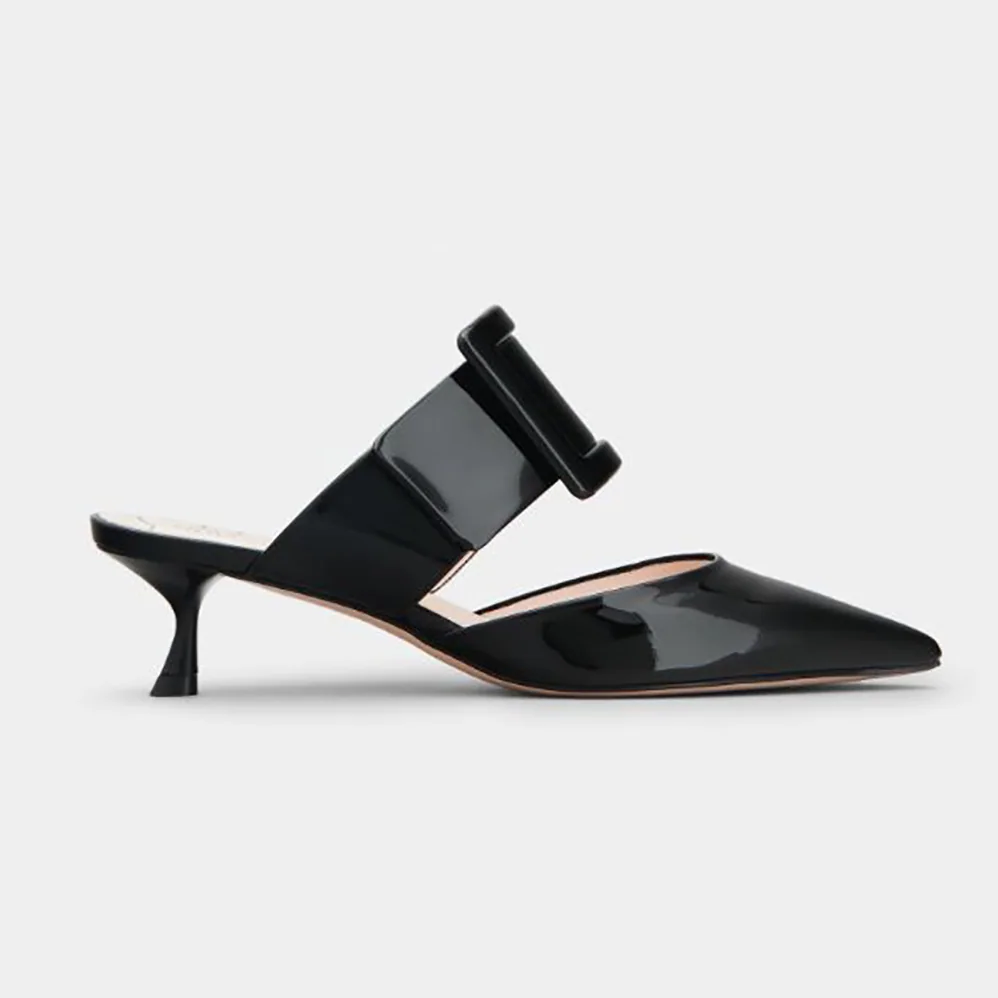 Roger Vivier Viv' In The City Mules in Patent Leather for Women in Black
