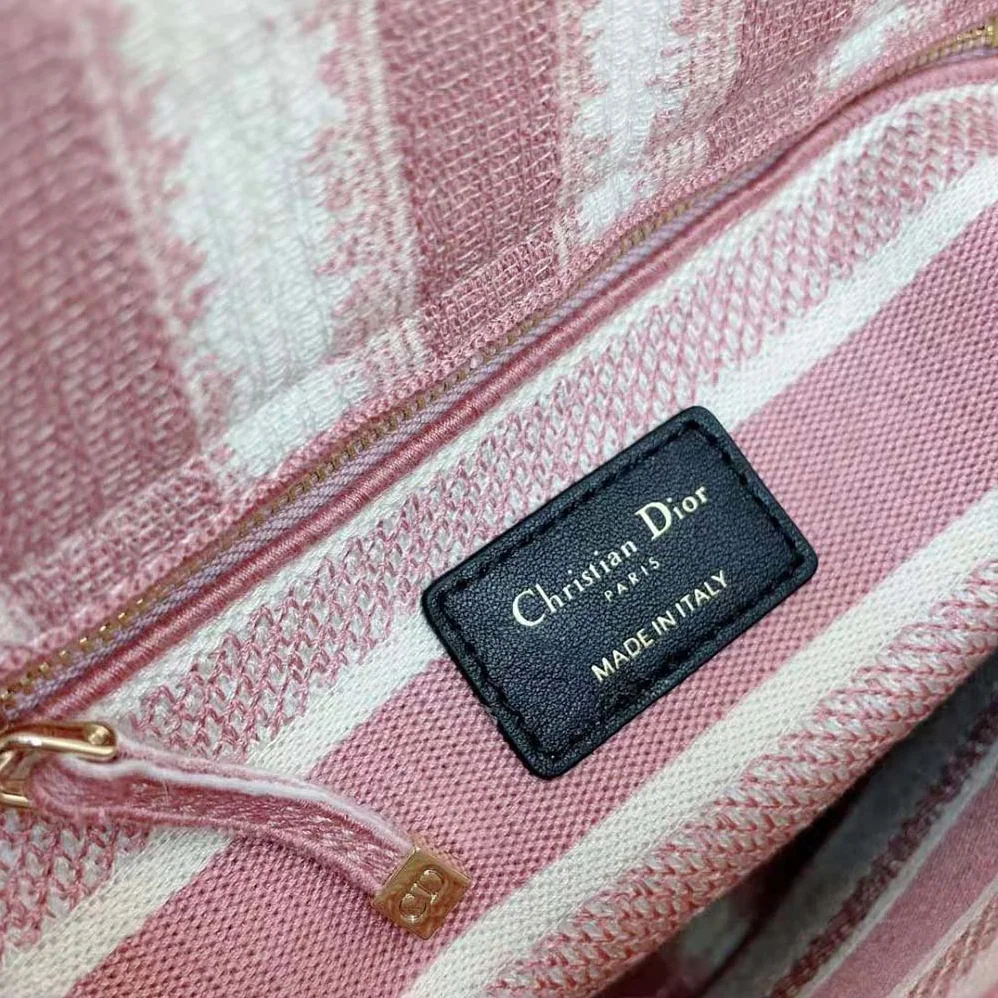 Dior Medium Lady D-lite Bag Pink D for Women in Stripes Embroidery