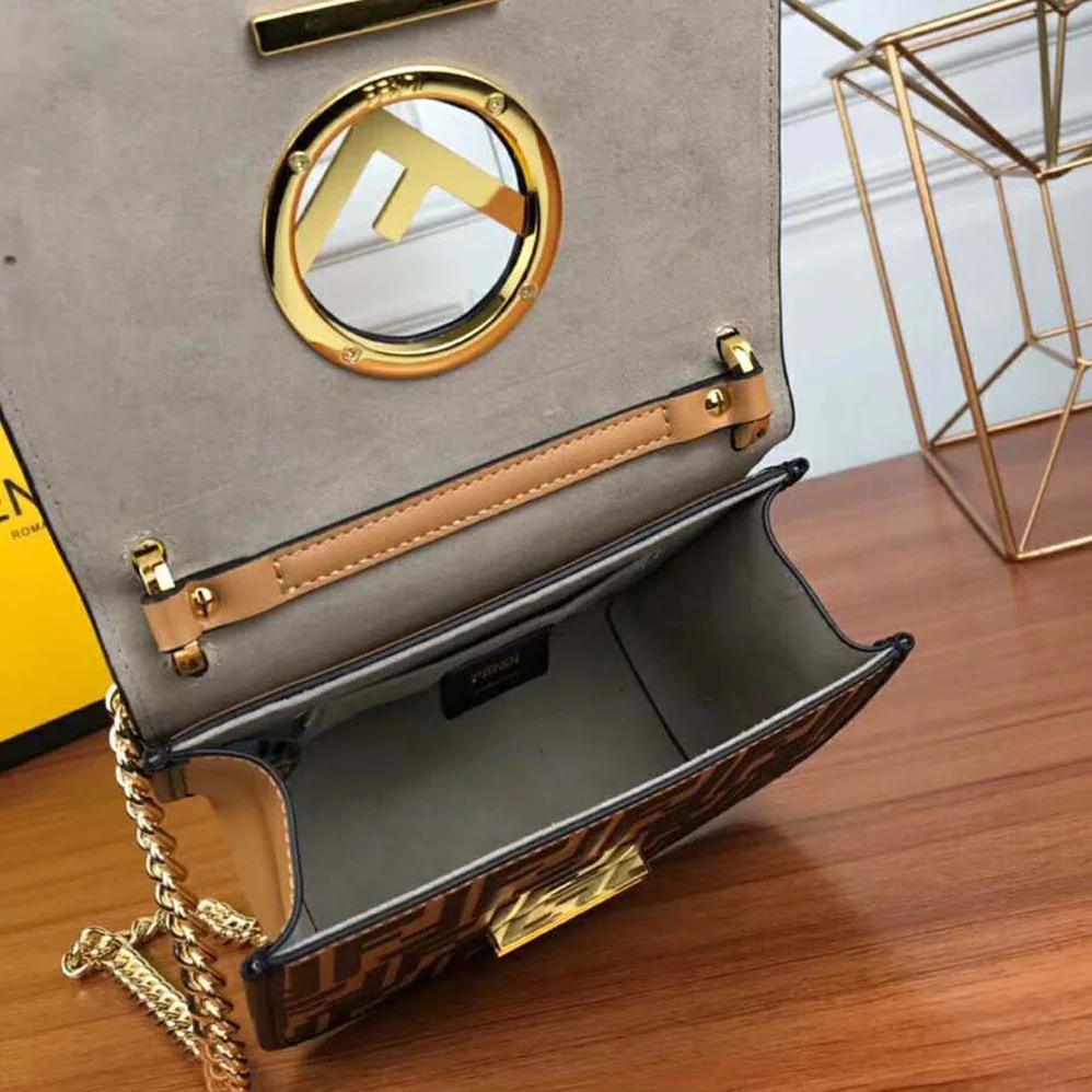 Fendi KAN I F Small Black Leather Mini for Women in Bag in Calf