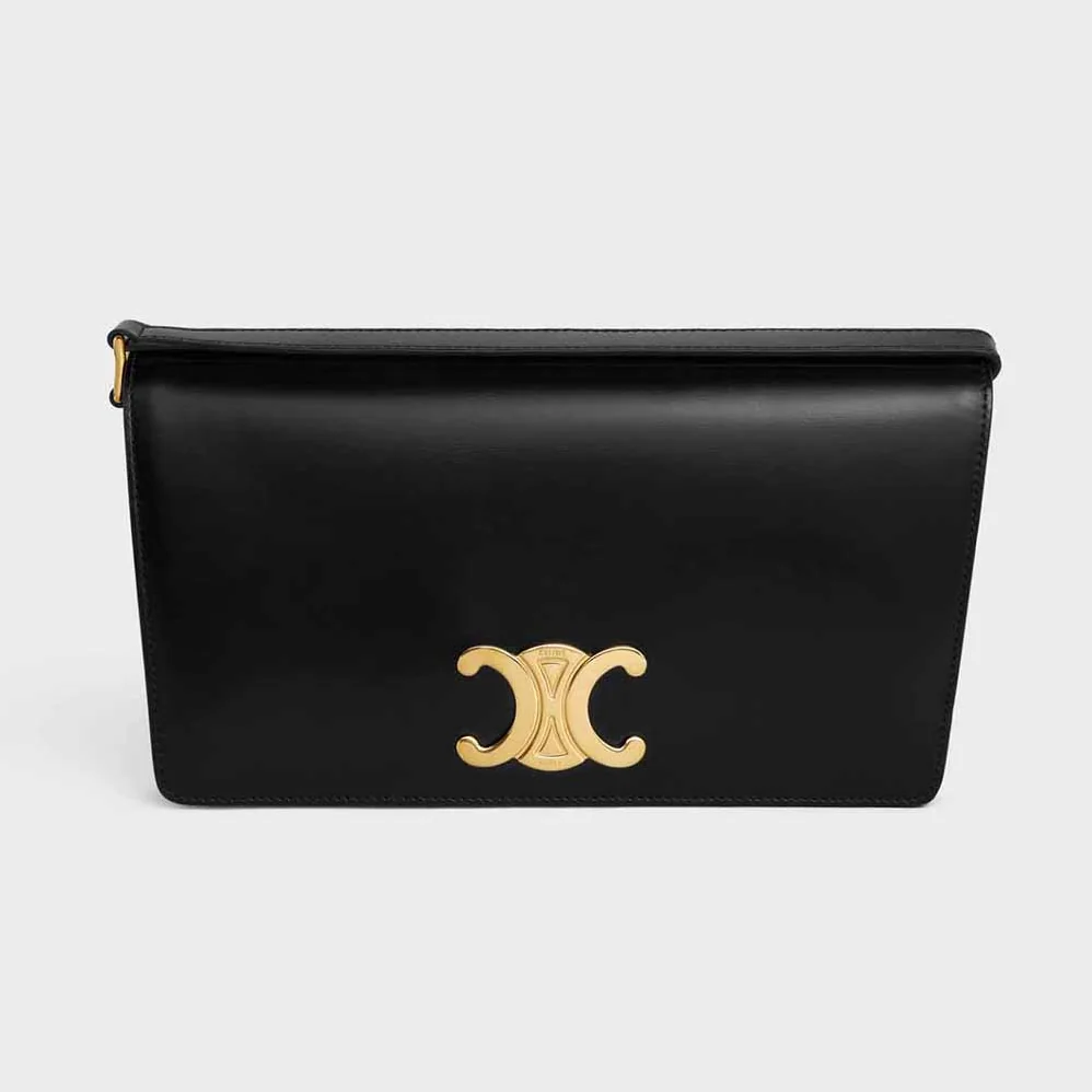 Celine Trapeze Triomphe Bag in Shiny Calfskin for Women in Black Celine Trapeze Triomphe Bag in Shiny Calfskin for Women in Black