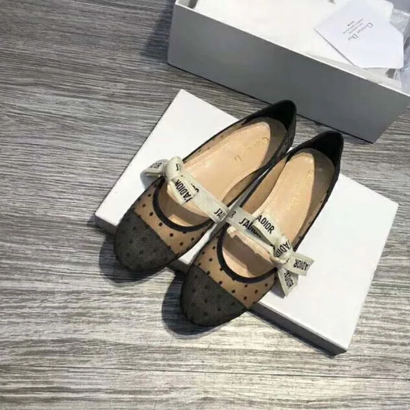 Dior Miss J'adior Dotted Swiss Tulle Ballet Pump for Women in Black