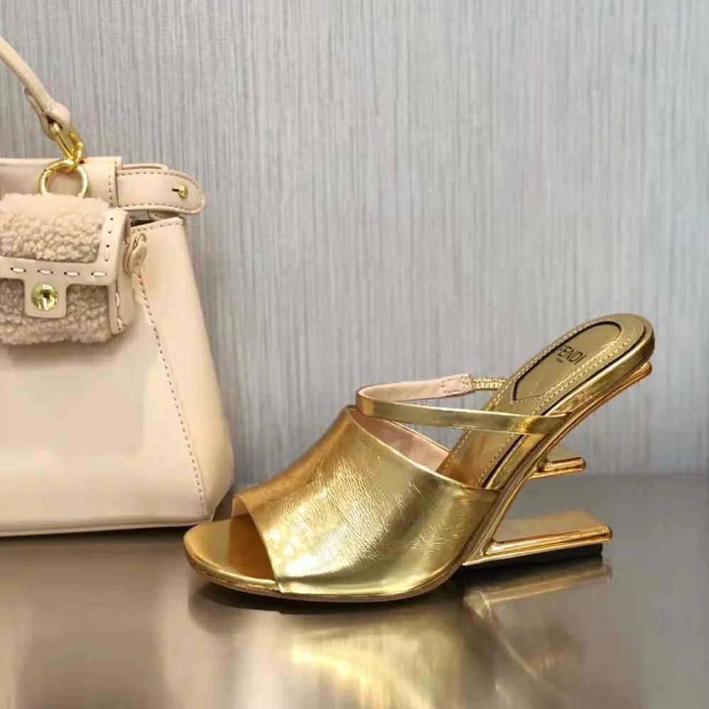Fendi First Gold Nappa Leather High for Women in Heeled Sandals Fendi First Gold Nappa Leather High for Women in Heeled Sandals