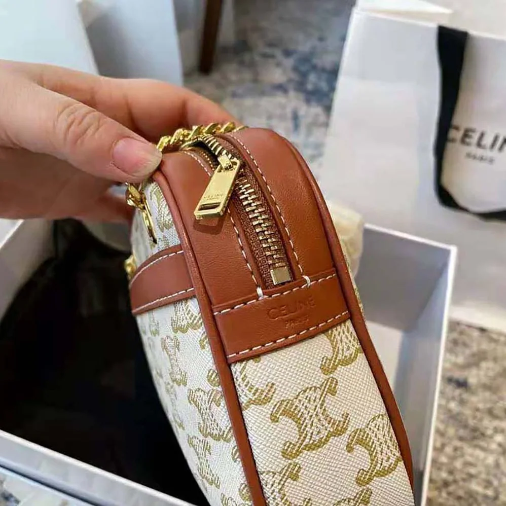 Celine Small Patapans in Triomphe Canvas and Calfskin for Women