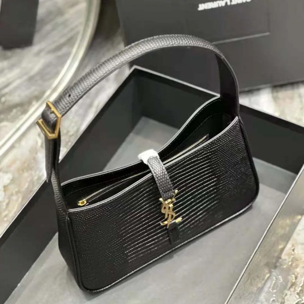 Saint Laurent YSL Le 5 à 7 Mini in Lizard for Women in Black