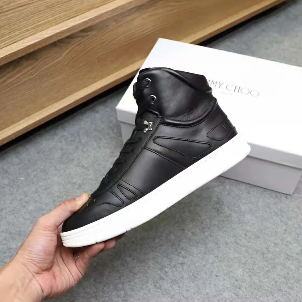 Jimmy Choo Hawaii Hi Top/M Black Calf Leather High Top Trainers for Men