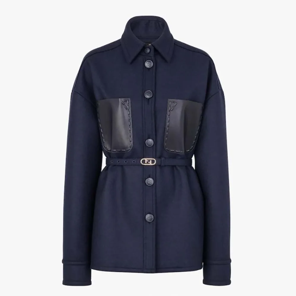 Fendi Single-Breasted Blue Wool Go for Women in To Jacket