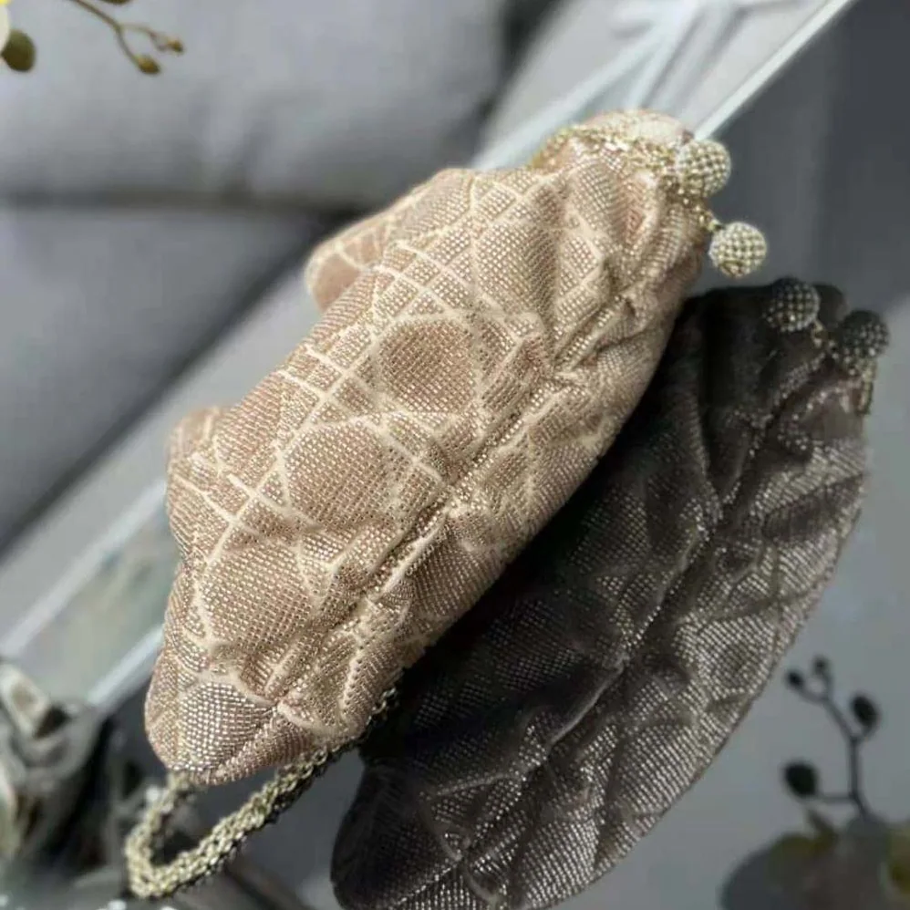 Dior Dior Dream Bucket Bag Dusty Ivory Cannage Cotton with Bead Embroidery for Women Dior Dior Dream Bucket Bag Dusty Ivory Cannage Cotton with Bead Embroidery for Women