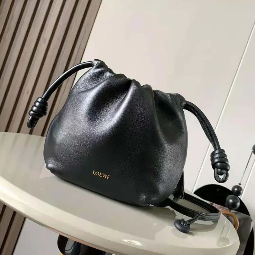 Loewe Mini Flamenco Purse Bag in Mellow Nappa Lambskin for Women in Black