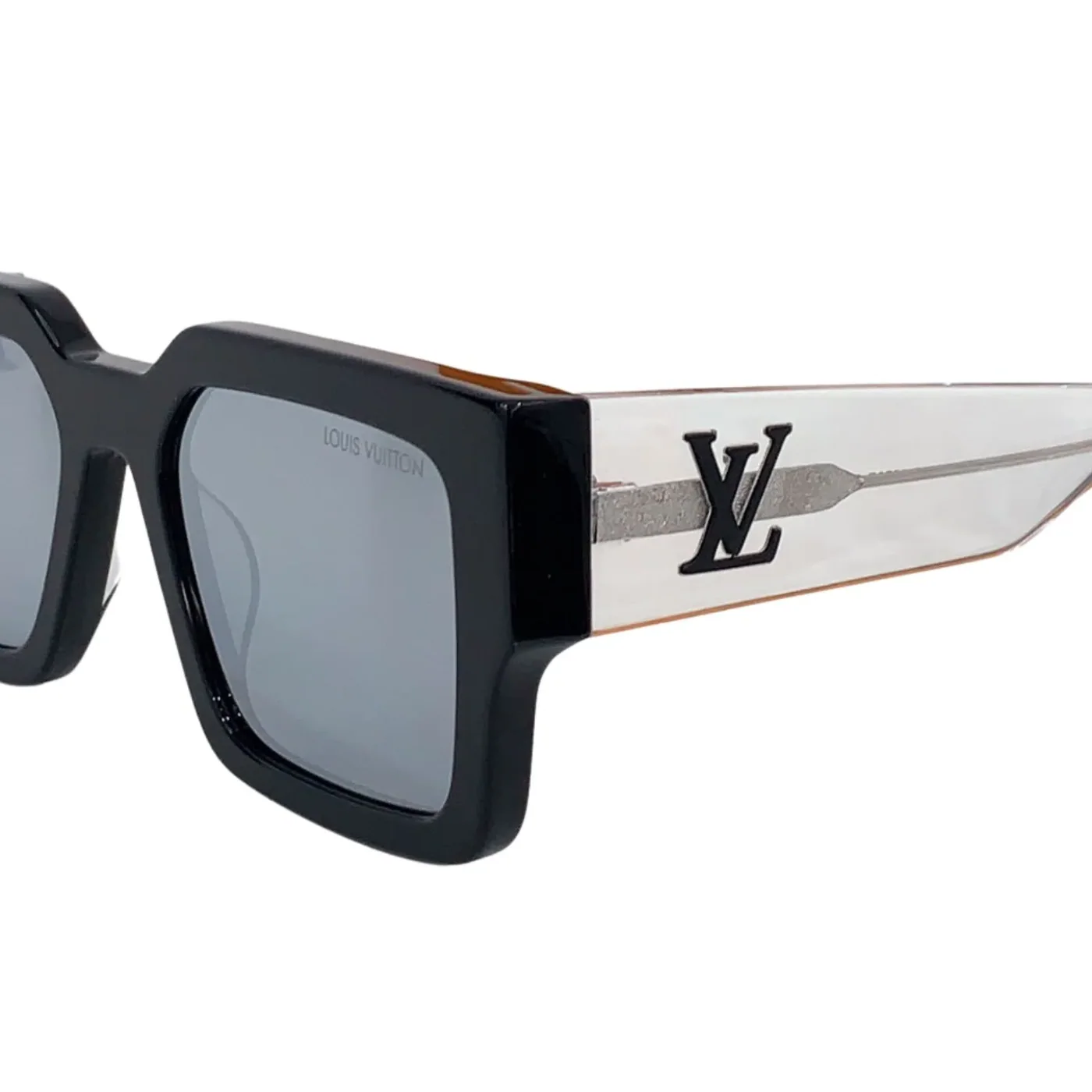 Louis Vuitton Square Millionaires Sunglasses Glossy Black With Grey Rims Louis Vuitton Square Millionaires Sunglasses Glossy Black With Grey Rims