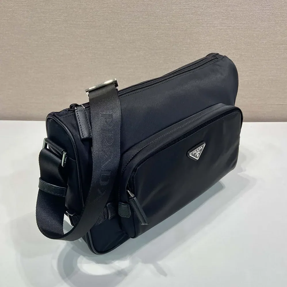 Prada Large Re-Nylon and Saffiano Leather Shoulder Bag for Unisex