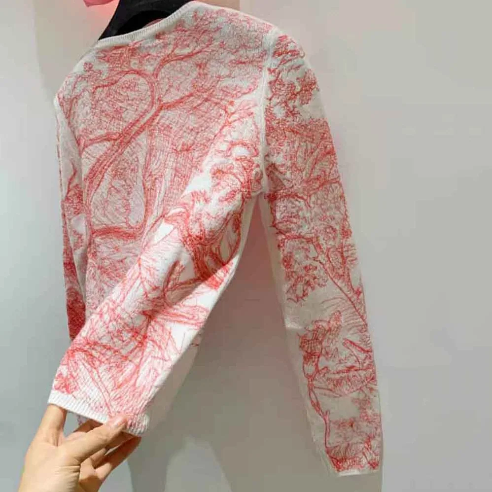 Dior Chez Moi Embroidered Sweater Peony Pink Technical Cashmere Knit for Women Dior Chez Moi Embroidered Sweater Peony Pink Technical Cashmere Knit for Women