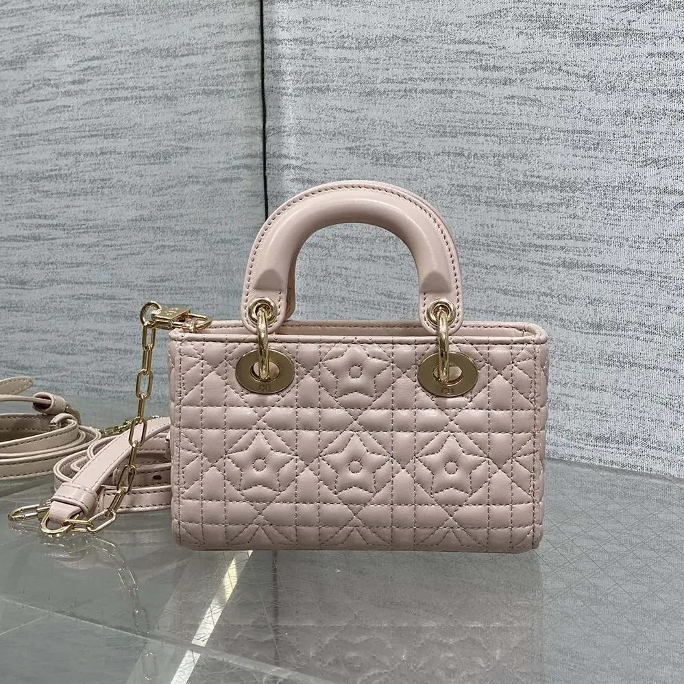 Dior Lady D-Joy Micro Bag Pink Cannage Lambskin with Star Motif for Women Dior Lady D-Joy Micro Bag Pink Cannage Lambskin with Star Motif for Women