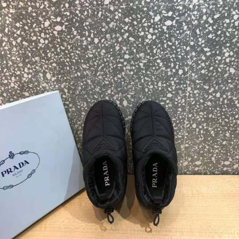 Prada Padded Nylon Slip-on Shoes for Women in Black Prada Padded Nylon Slip-on Shoes for Women in Black