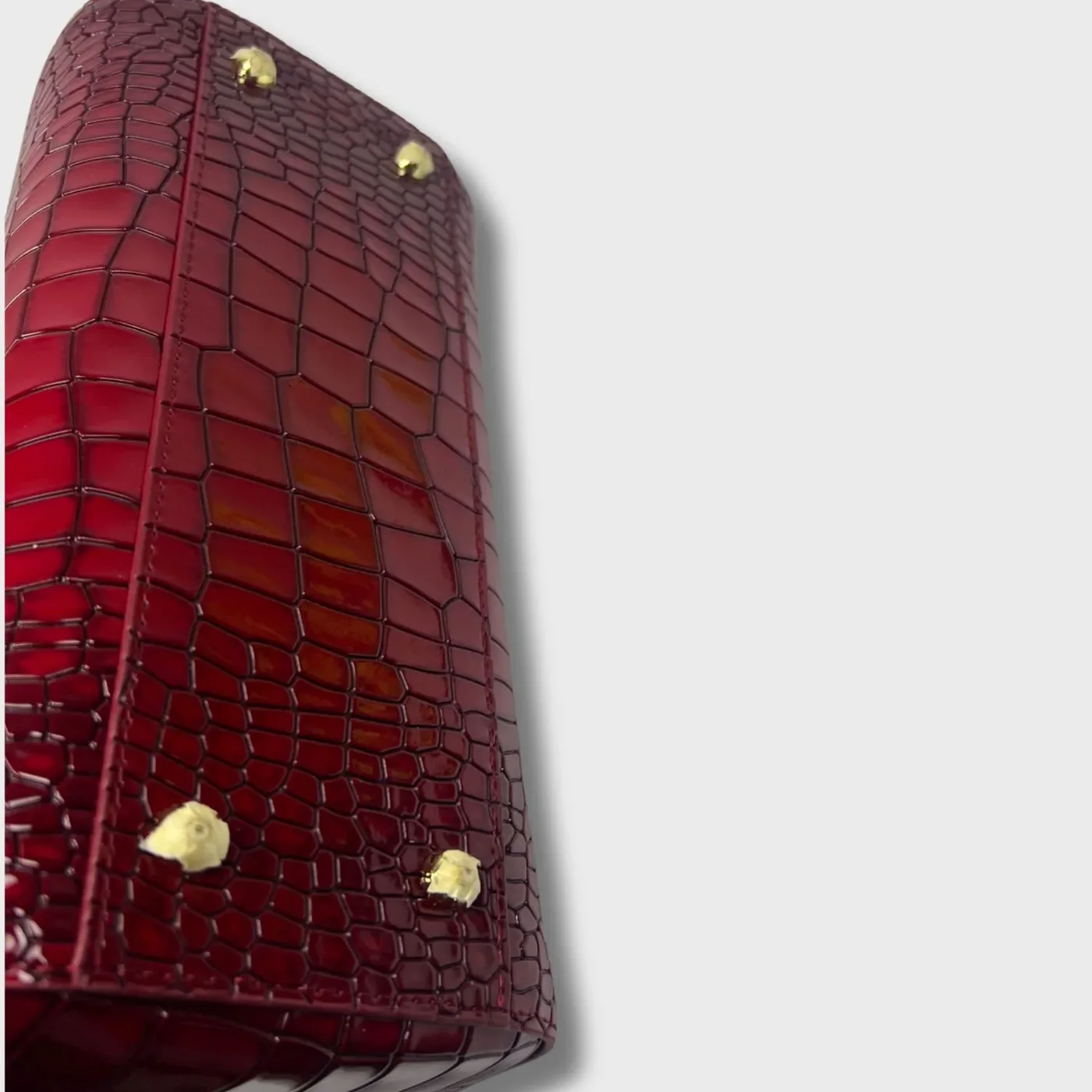 Dolce & Gabbana Medium Sicily Bag In Foiled Crocodile in Print Burgundy / DG