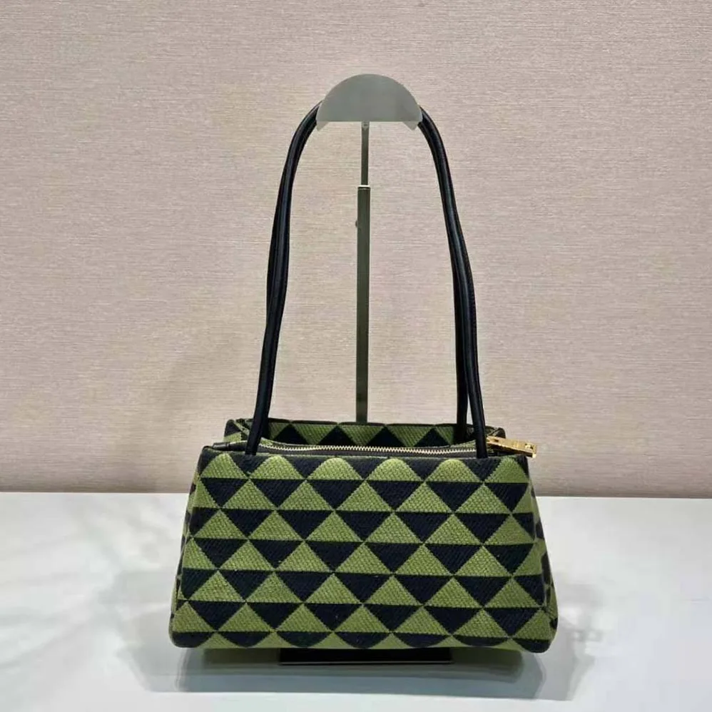 Prada Small Embroidered Fabric Bag for Women in Green Prada Small Embroidered Fabric Bag for Women in Green