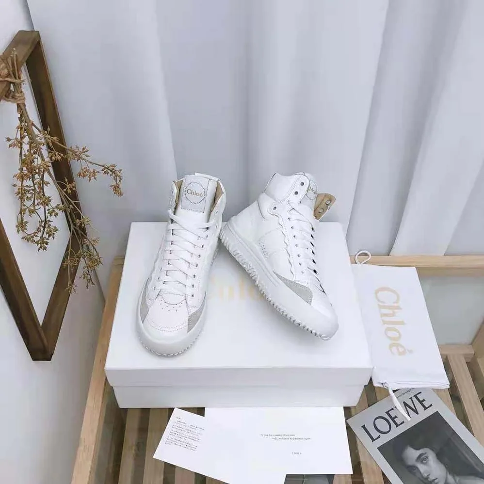 Chloe Franckie High-Top Sneaker in Smooth Calfskin for Women in White Chloe Franckie High-Top Sneaker in Smooth Calfskin for Women in White