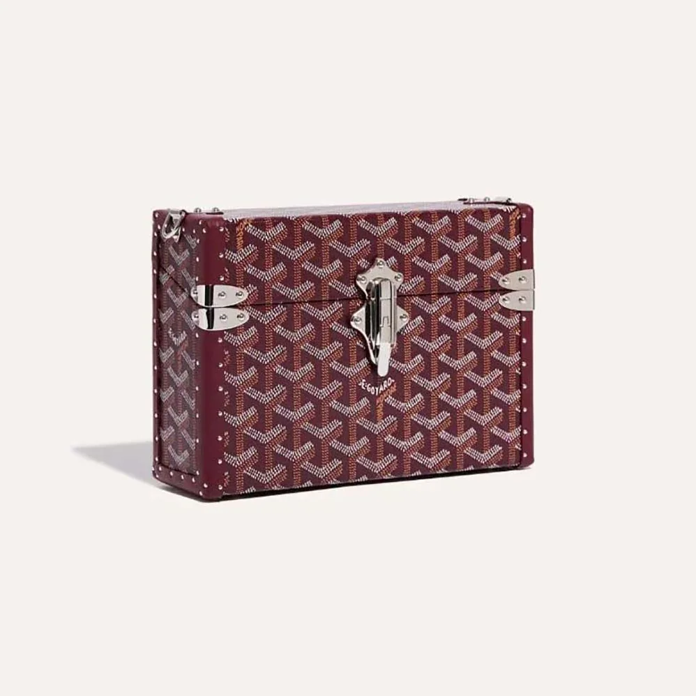 Goyard Cassette Trunk Bag in Goyardine Canvas & Clamecy Cowhide for Women in Maroon