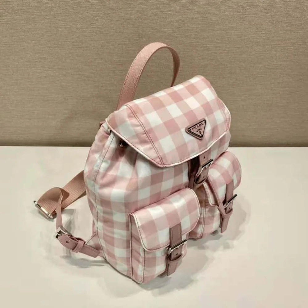 Prada Small Printed Re-Nylon Backpack for Women in Pink