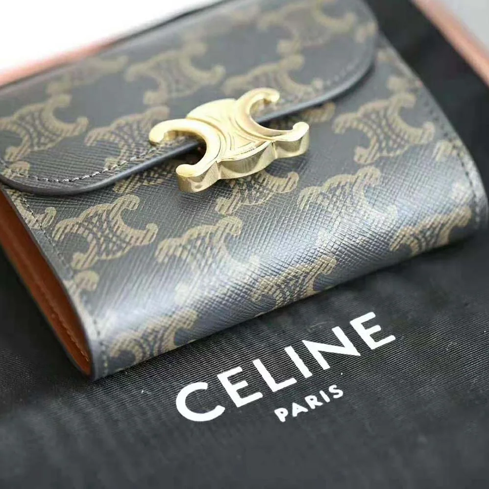Celine Small Triomphe Wallet in Triomphe Canvas for Women in Tan Celine Small Triomphe Wallet in Triomphe Canvas for Women in Tan